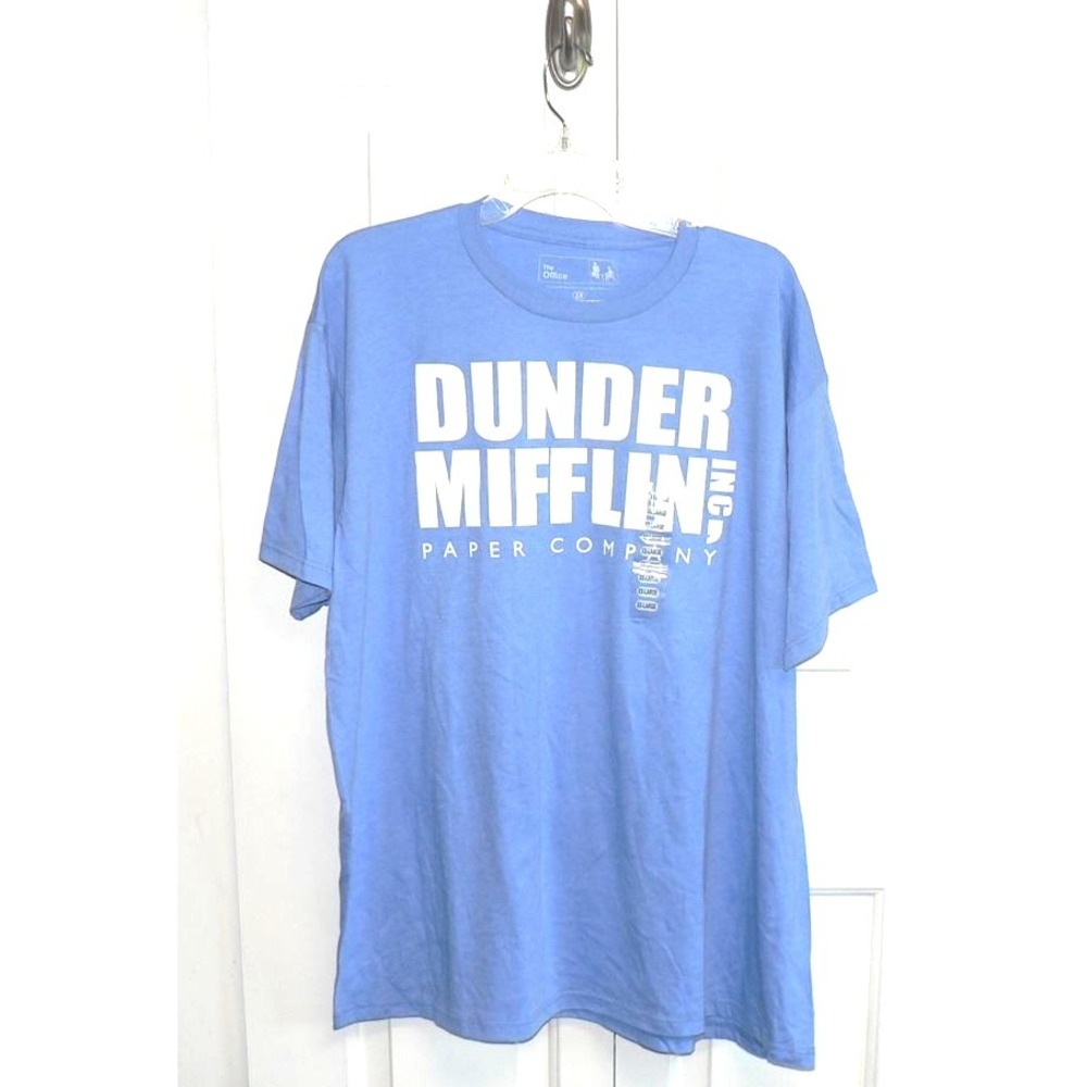 The Office Men's Dunder Mifflin Logo Cotton Blend Short Sleeve T-Shirt Blue 2X - Picture 2 of 7